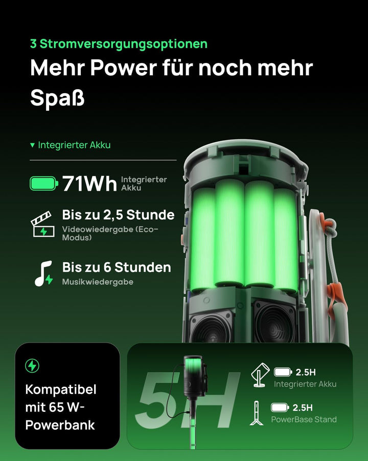 XGIMI MoGo 4 Laser Handy Beamer mit Akku, 550 ISO-Lumen, Outdoor Mini Projektor mit 360° Ständer, 2,