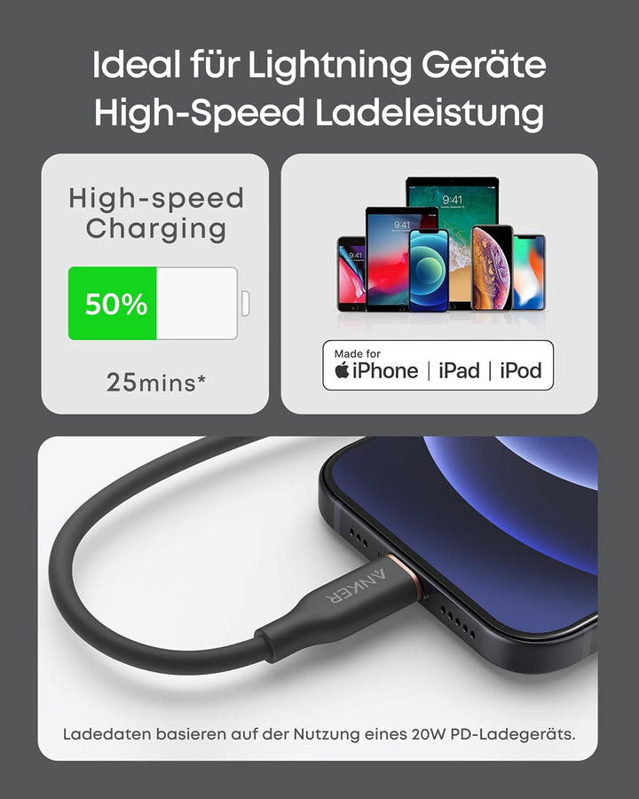 Anker Powerline III Flow, USB C Lightning Kabel, 90cm USB C auf Lightning Kabel kompatibel mit iPhon