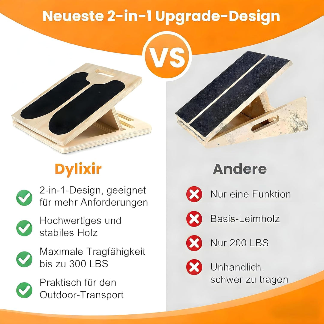 2 in 1 Wadendehner Schrägbrett Balance Board erwachsene aus Holz Gleichgewichtstrainer balanceboards