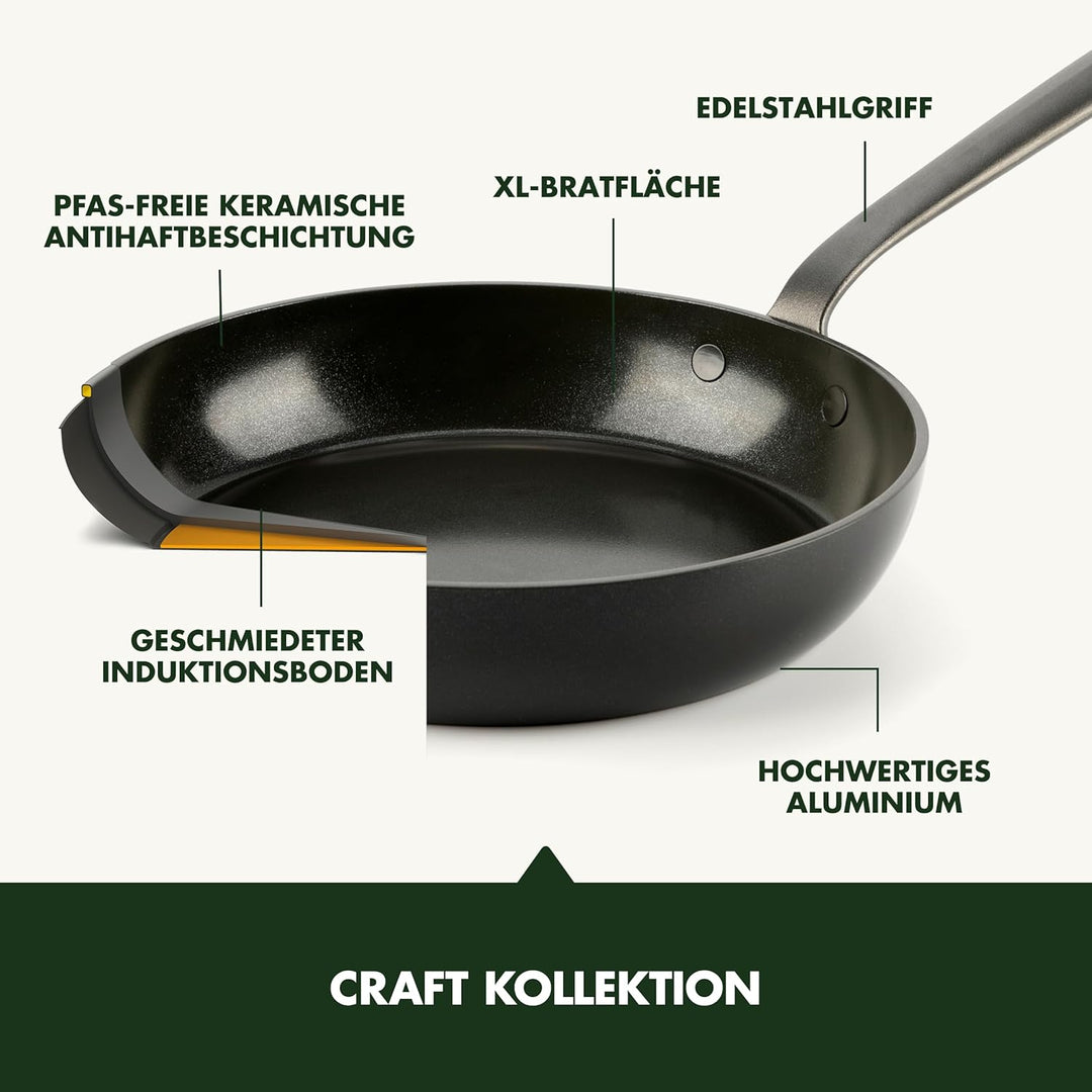 GreenPan Craft Hartanodisierte gesunde keramische Antihaft-Bratpfanne 20 cm, PFAS-frei, induktionsge
