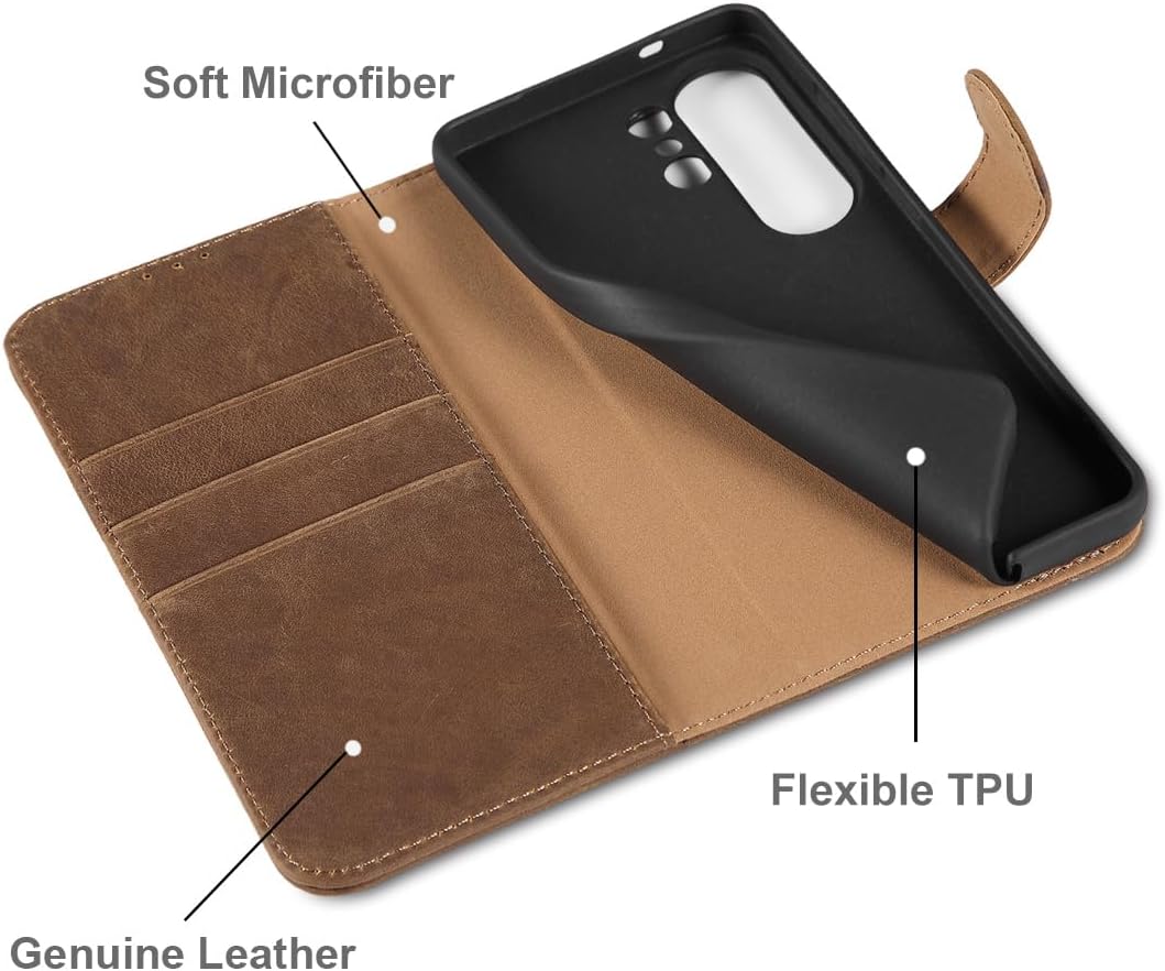 LENSUN Echtleder Handyhülle für Samsung Galaxy S26 Ultra, Hülle [Brieftasche][RFID Schutz][Standfunk