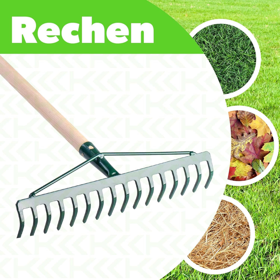 KADAX Rechen, breite Harke für Garten, Beet, Rasen, Gartenharke, Bügelrechen, Rasenrechen aus Metall