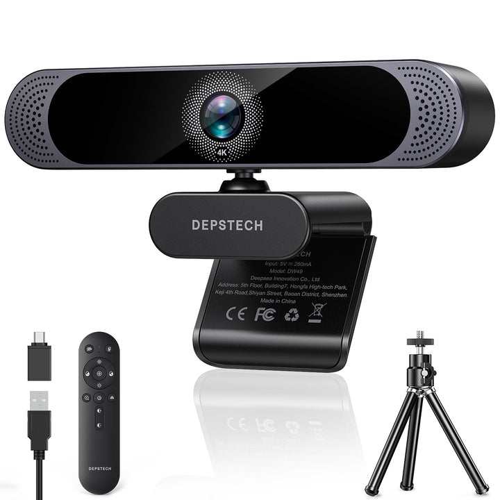 DEPSTECH DW49 Pro Webcam 4K, Ultra HD 1/2,55'' Sony-Sensor, 3-facher Zoom, Webcam mit Zwei Mikrofon,