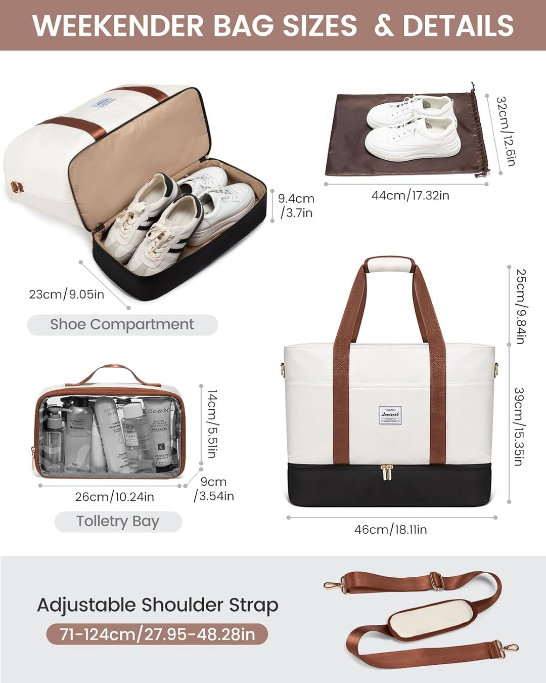 LOVEVOOK Reisetasche Damen, Wasserdicht Weekender Travel Duffel Bag mit Schuhfach, Kliniktasche Gebu