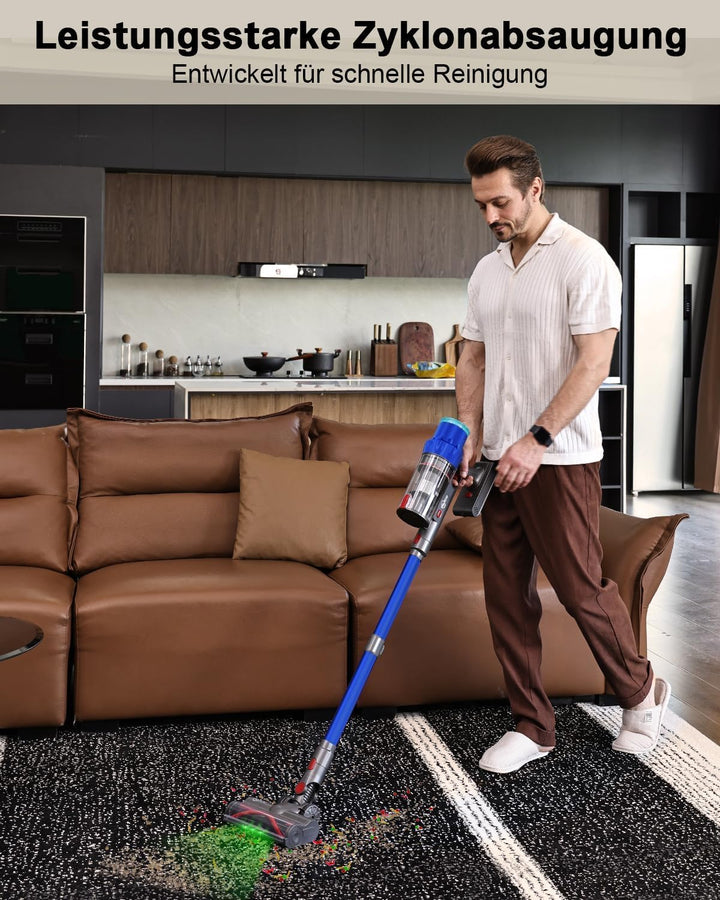 Akku Staubsauger, 550W 48000Pa Staubsauger Kabellos, Akkusauger mit Automatikmodus &amp; Anti-Verhedderu