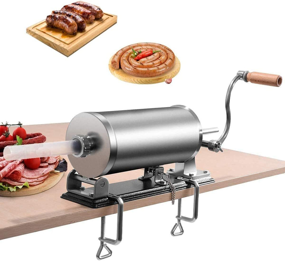 RELAX4LIFE 3,6L Wurstfüller manuell, Wurstfüllmaschine mit 4 Füllrohre, Wurstpritze für Metzgerei &