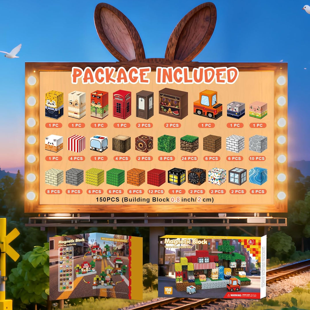 Magnetische Bausteine, Magnetische Blöcke 150 PCS für 3+ Jahre Alt, Magnetic Blocks Spielzeug-Sets f