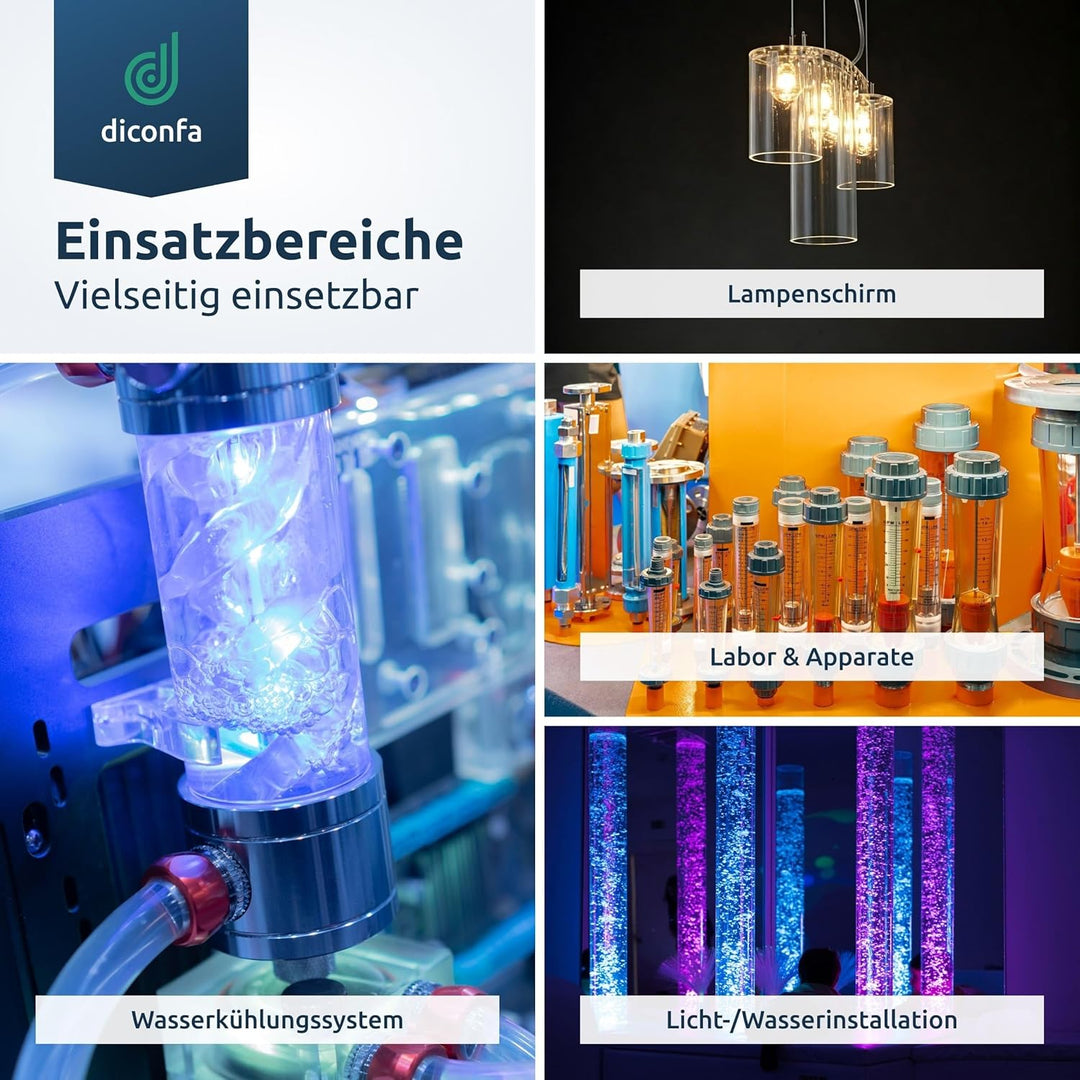 diconfa Acrylglas Kunststoff-Rohr glasklar - Ø 5 bis 500mm - LÄNGE 100mm bis 1500mm - AUSWAHL: Durch