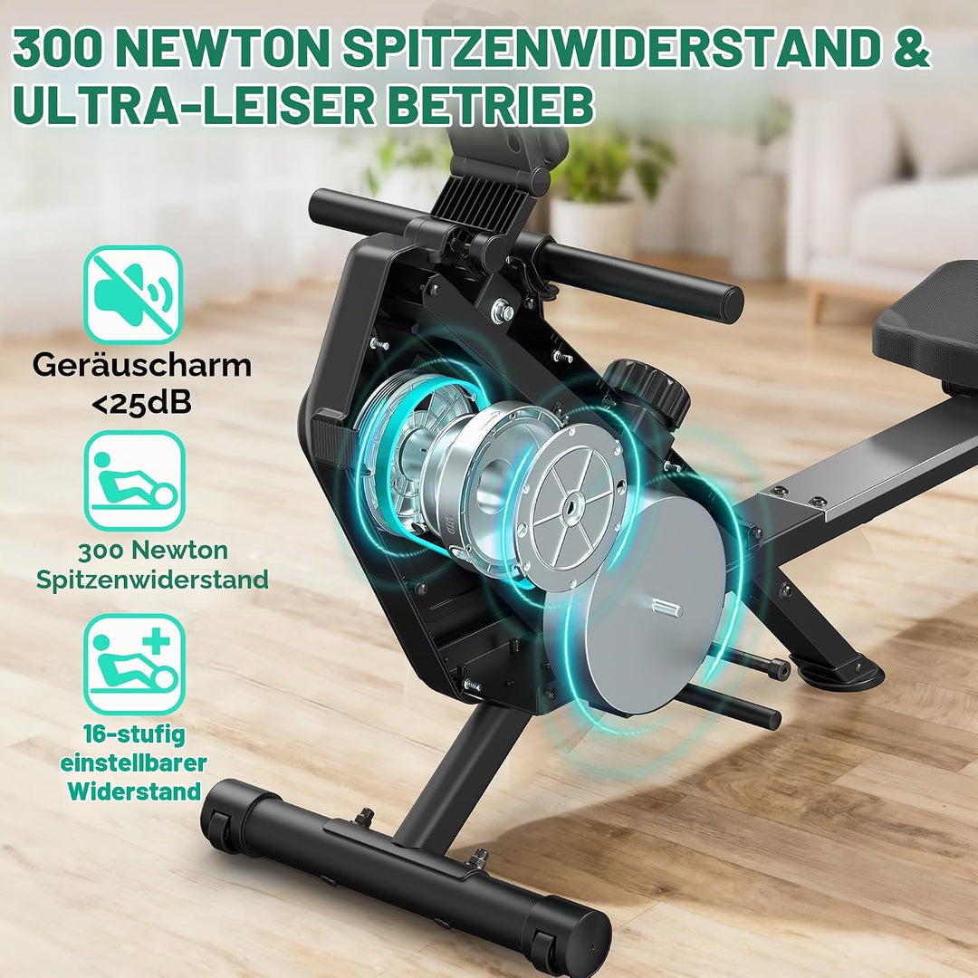 Magnetisches Rudergerät für Zuhause - 16 Stufen Widerstand (, Holzmaserung