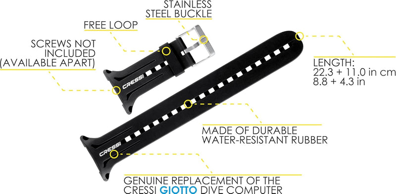 Cressi Original Strap for Diving Watch/Computer - Verschiedene Modelle und Farben für Cressi Taucher