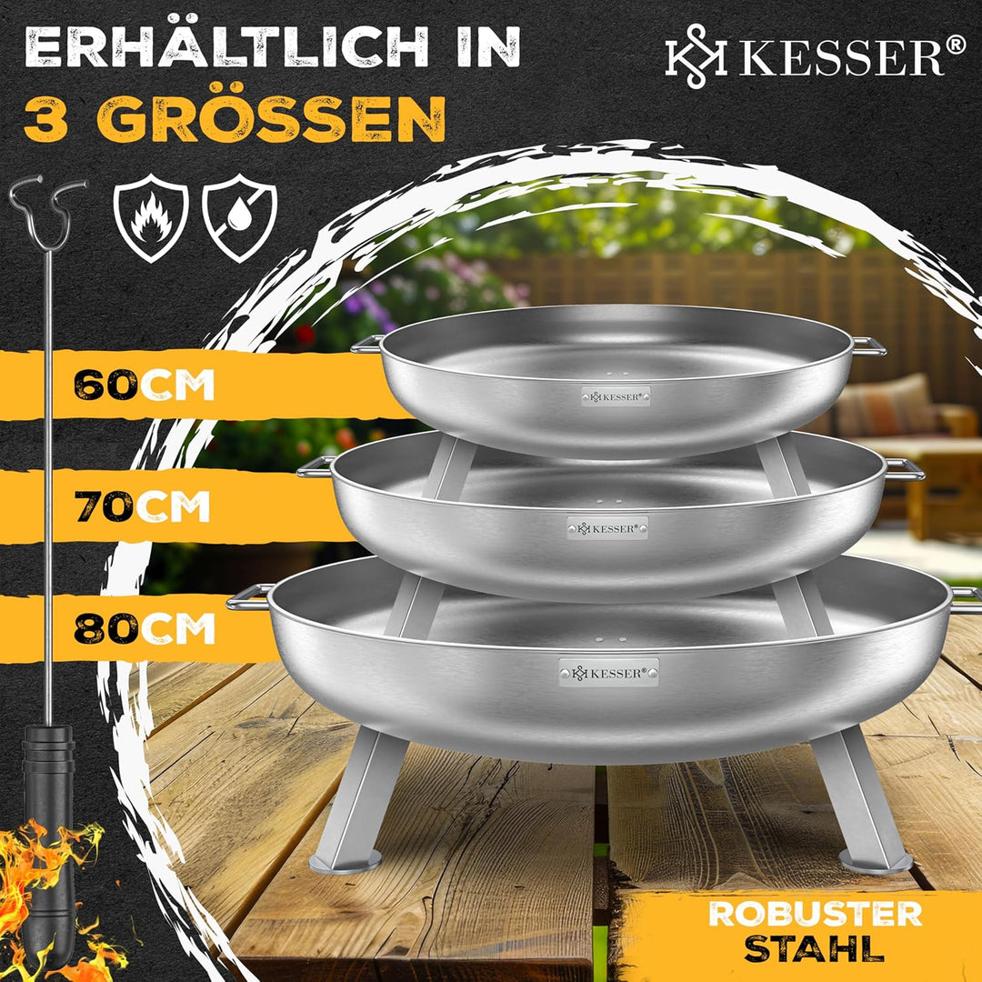 KESSER® Feuerschale 2,5mm Stahldicke | Feuerkorb Ø80cm legierter Stahl | Feuertonne +42cm Feuerhaken