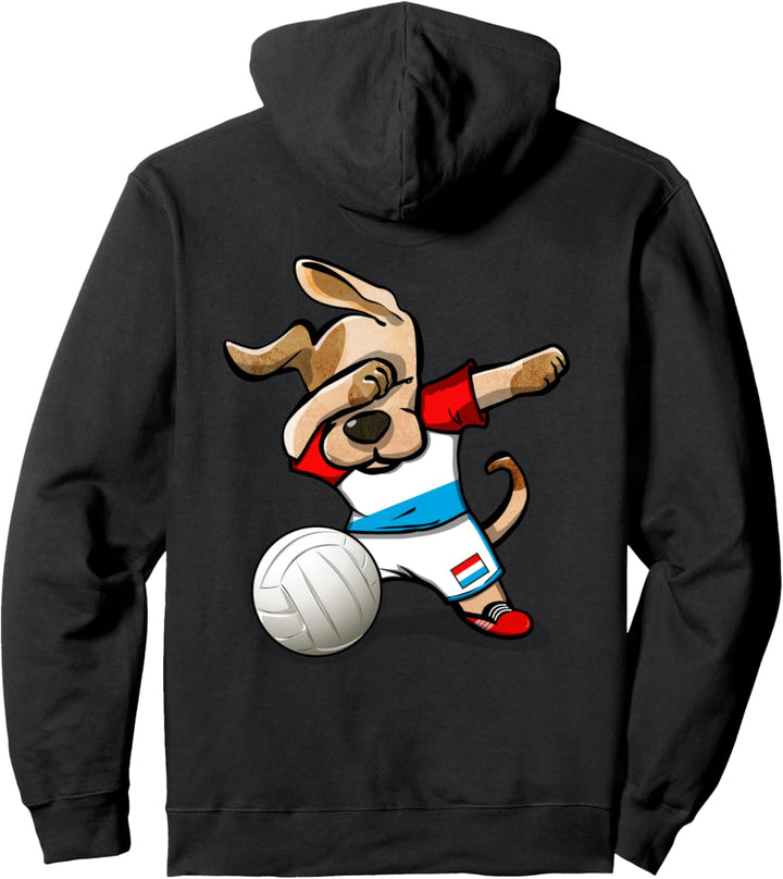 Tupfender Hund Luxemburg Volleyball Luxemburger Flagge Sport Pullover Hoodie