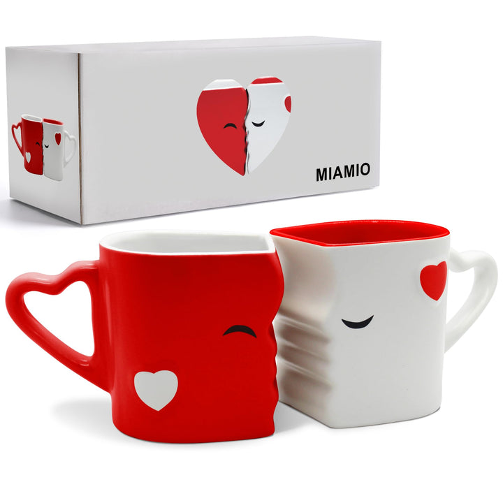 MIAMIO - Kaffeetassen/Küssende Tassen Set Geschenke für Frauen/Geschenke für Männer/Freund/Freundin