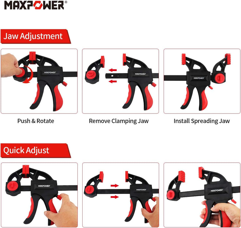 MAXPOWER 4-tlg. 150 mm 6-Zoll-Ratschenschraubenklemme für Holzarbeiten Modellbau-Stabklemmensatz 150