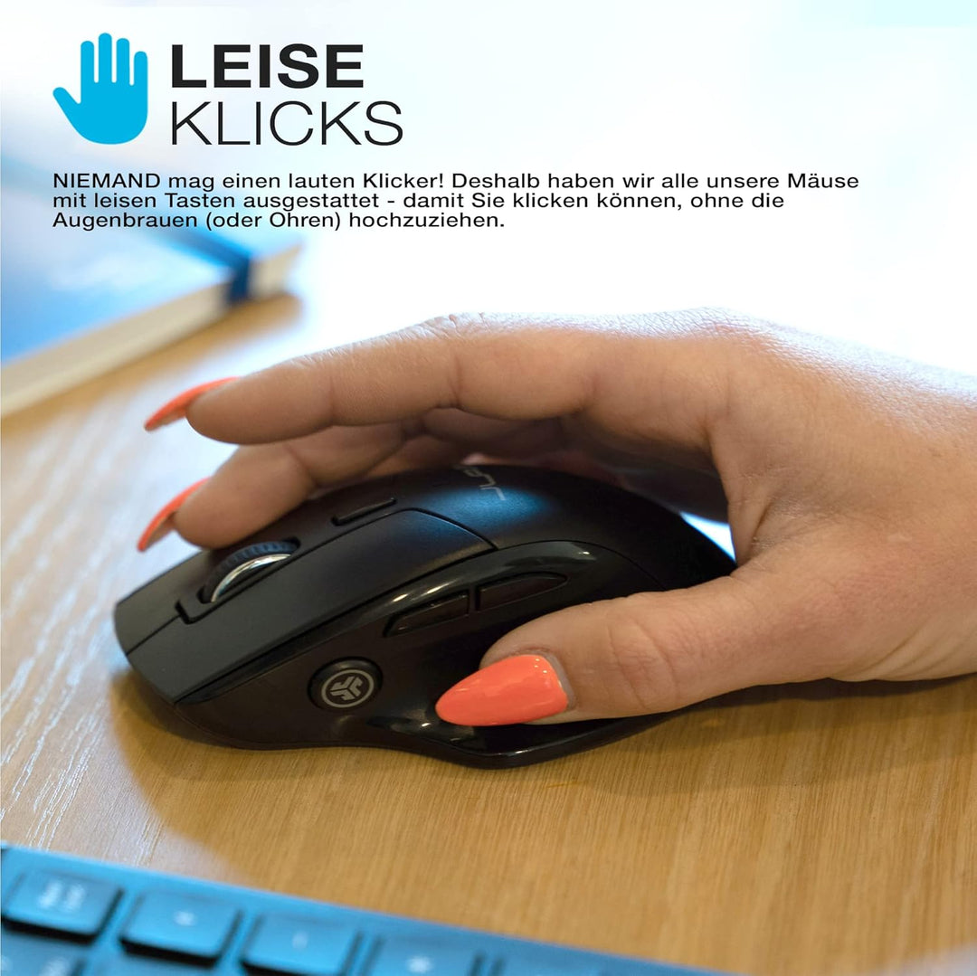 JLab JBuds Bluetooth Maus, Ergonomisches Design 7 Tasten, Bis zu DREI Benutzerprofile, JBuds