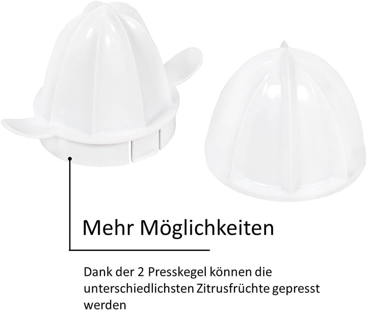 Exquisit Zitruspresse ZP 3001 wet | Saftpresse mit 2 unterschiedlichen Presskegeln | Links- und Rech
