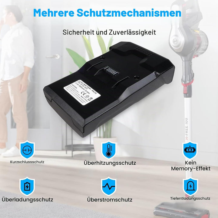 21,6V 3500mAh 35602208 B012 Akku Kompatibel mit Staubsauger Hoover H-Free 100 Series, HF122BAT, HF12