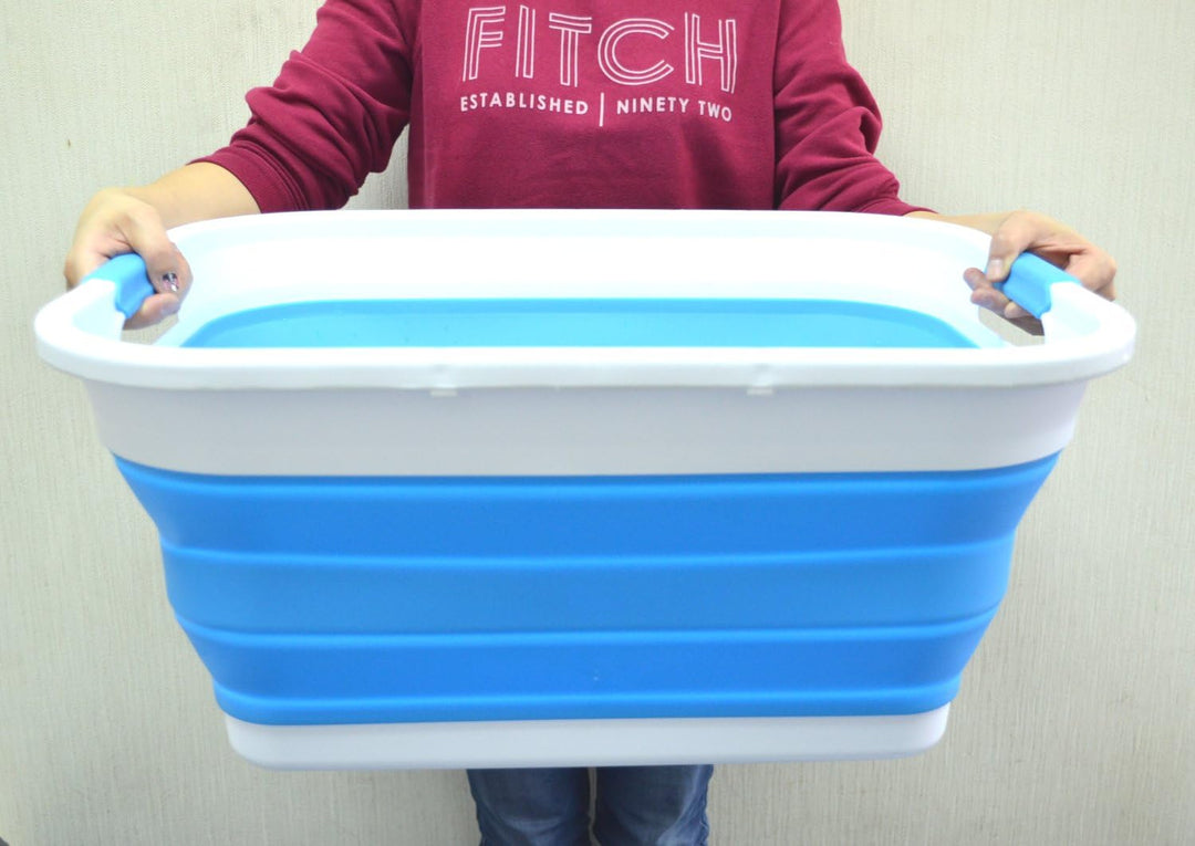 SAMMART 41L Collapsible Plastic Laundry Basket - Foldable Pop Up Storage Container/Organizer - Porta