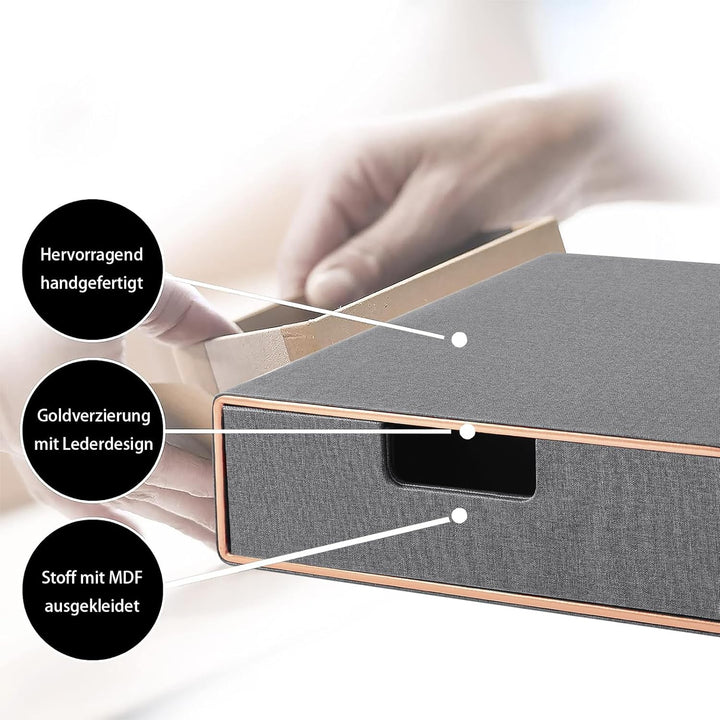Schreibtisch-Schubladenbox mit geschlossenem A4-Fach, PU-Leder-Schubladenbox, Schmuck-Organizer, Kos