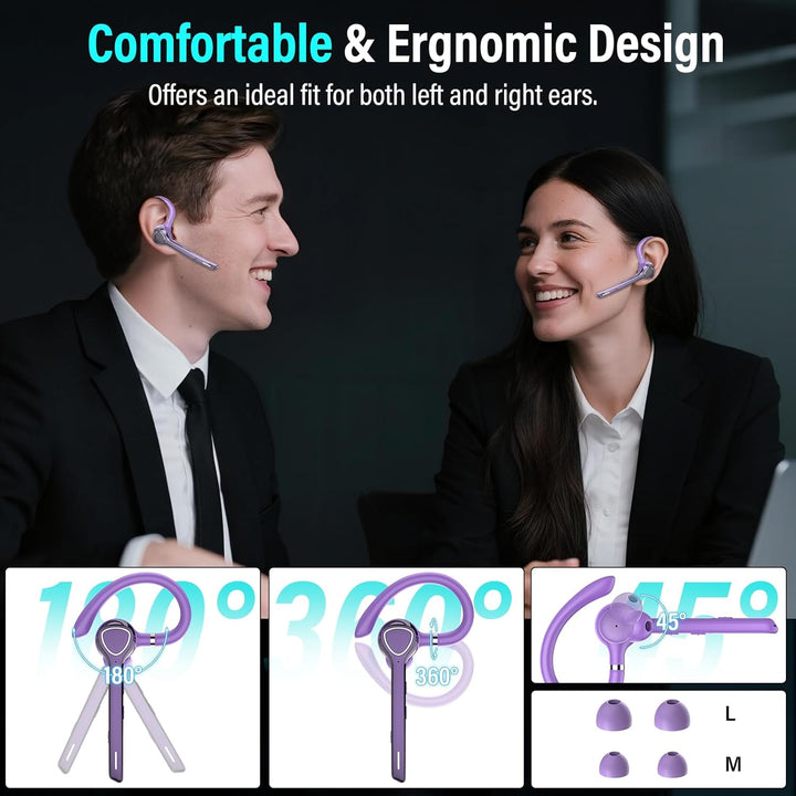 Bluetooth Headset, V5.4 Wireless Freisprech Telefon mit CVC 8.0 und ENC Dual Mikrofon, Bluetooth Ohr