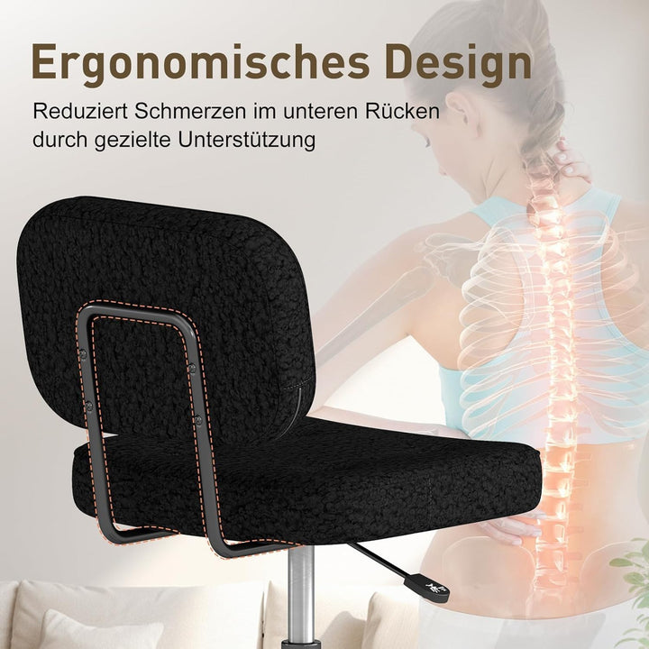 AnyGod Schreibtischstuhl ohne Armlehne, Kompakter Drehstuhl mit Rollen & Höhenverstellbar, Ergonomis