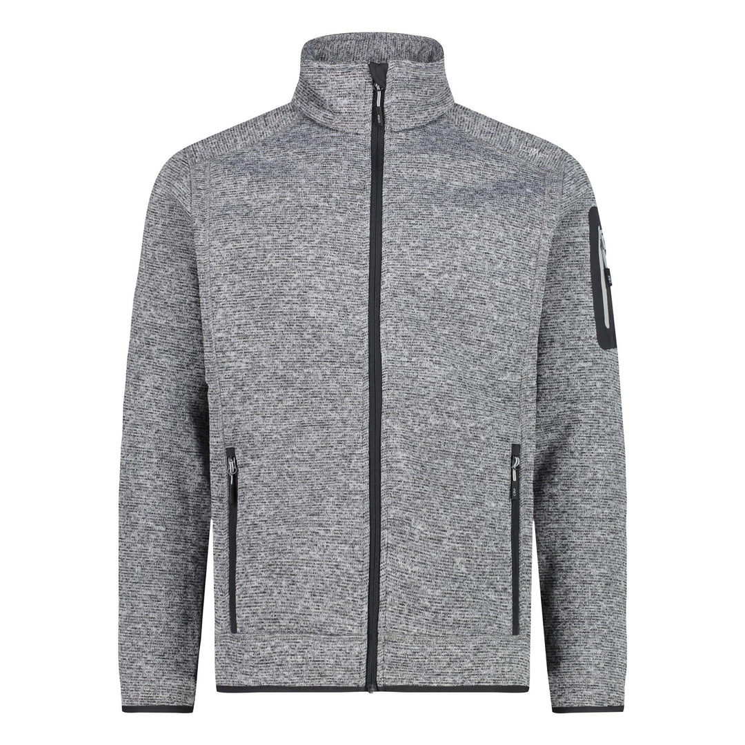 CMP Herren Knit tech mélange Fleece Jacket Fleecejacke 54 Ice-titanio-nero, 54 Ice-titanio-nero