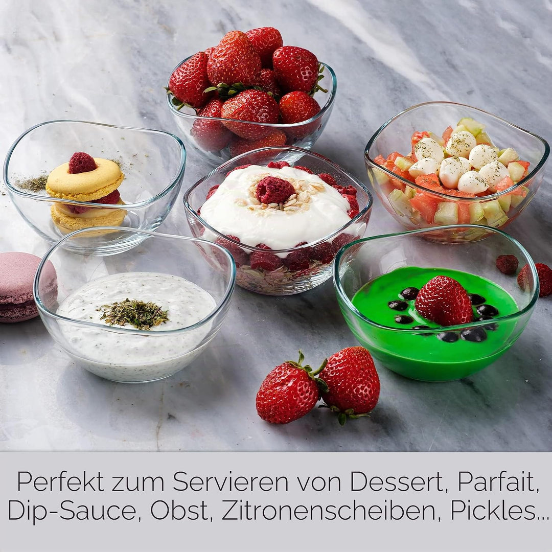 CRYSTALIA Premium Klein Glas Dessertschalen Set 6, 215 ml, 100% BLEIFREIE Glasschalen, Eisschale, De