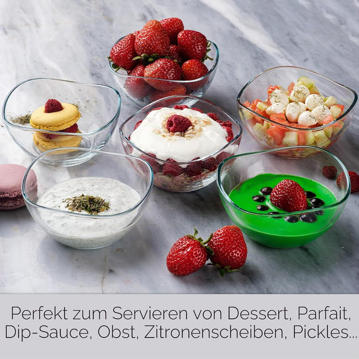 CRYSTALIA Premium Klein Glas Dessertschalen Set 6, 215 ml, 100% BLEIFREIE Glasschalen, Eisschale, De