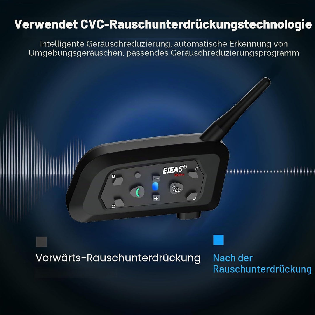 EJEAS V6C Professionelles Fussball Schiedsrichter Bluetooth Intercom Headset, 800m 2 Personen Volldu