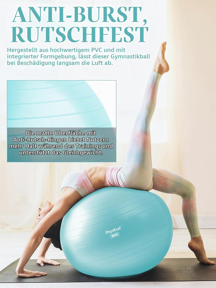 Gymnastikball und 23 cm Pilatesball Set, Anti Burst Gymnastikball, Anti-Rutsch-Sitzball, Balanceball