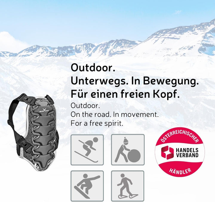 Black Crevice Rückenprotektor für Kinder, Jugendliche &amp; Erwachsene I Atmungsaktiver &amp; ergonomisch ge