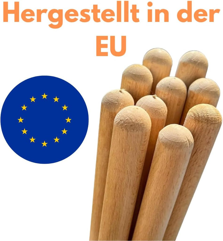 pokm toolsmarket - 3 Stk. Besenstiel Holz Ersatzstiel, 130 cm, Holzstiel aus Buchenholz, Gerätestiel