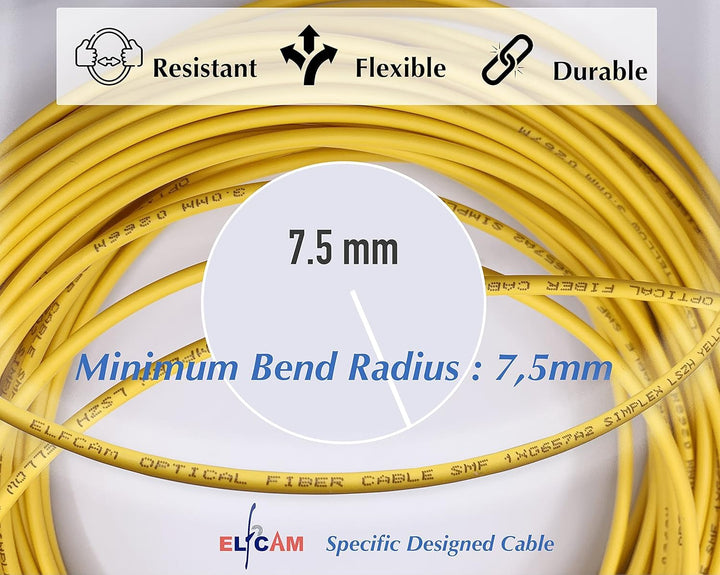 Elfcam® - 50m Glasfaserkabel E2000/APC zu SC/UPC,Monomode Duplex, Optischer 9/125μm Strumpfhalter OS