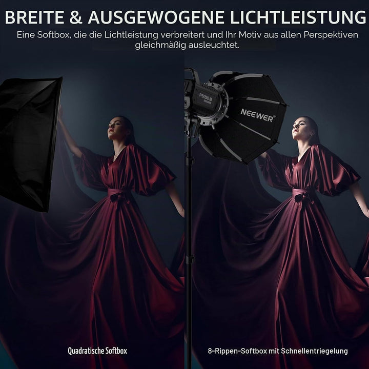 NEEWER 45cm Octagon Softbox Bowens Halterung, Schnellverschluss Achteckige Softbox, Diffusoren/Waben
