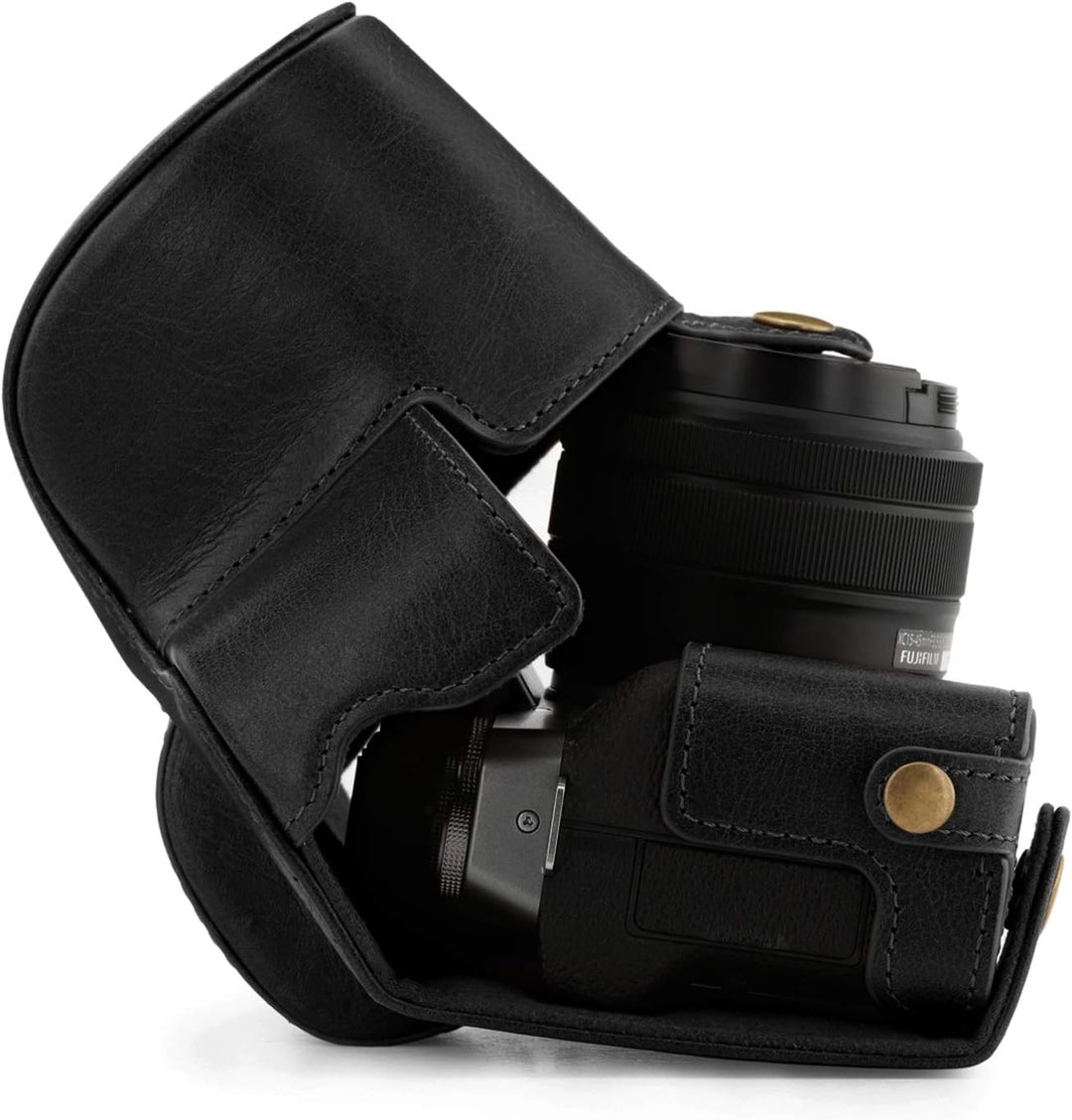 MegaGear MG1883 Ever Ready Kameratasche aus Echtleder, kompatibel mit Fujifilm X-T200 (XC15-45 mm),