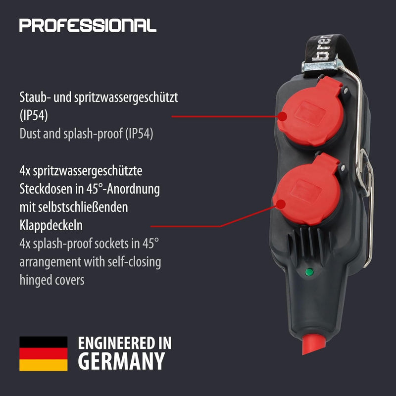 Brennenstuhl Professional Powerblock/Verteilersteckdose 4-Fach (Baustelleneinsatz und ständiger Eins