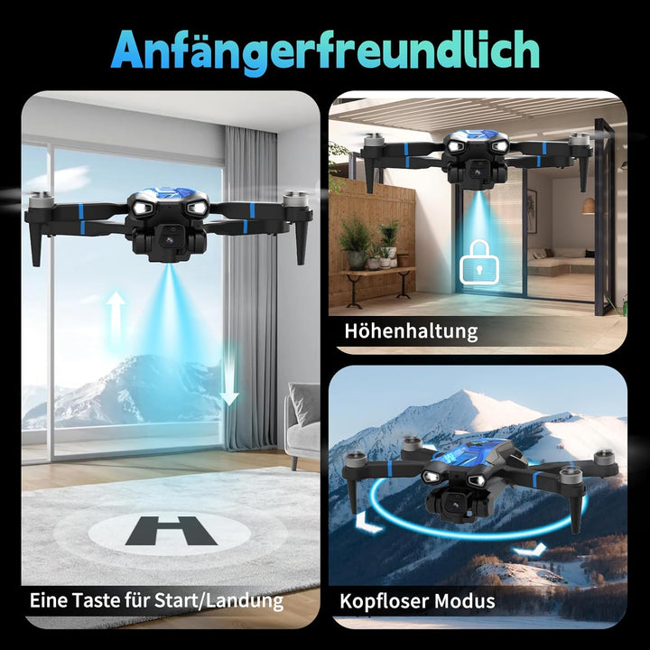 Drohne mit 4K Kamera Mini Drohne Mit LCD Fernbedienung 3D-Rollen Wiederaufladbare LCD-Fernbedienung