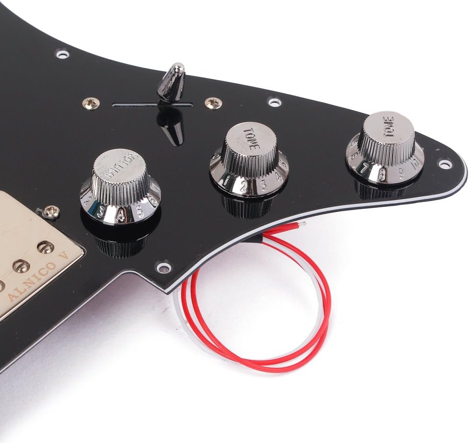 Ogdni SSH Schlagbrett-Set für Strat E-Gitarre, vorverdrahtet, Schwarz