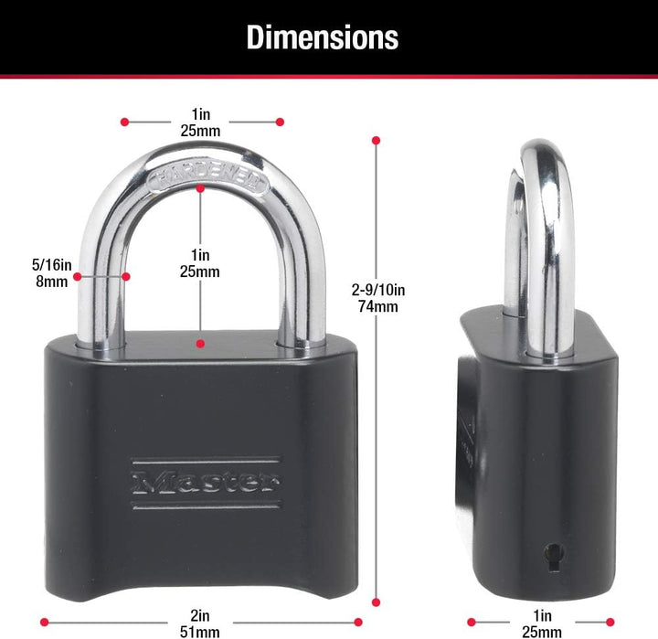 Master Lock 178D Zahlenschloss, 1 Stück, Schwarz 1 Pack, 1 Pack