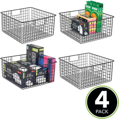 mDesign Schreibtisch Organizer mit Griffen – praktische Gitterbox aus Metall für Bürobedarf – modern