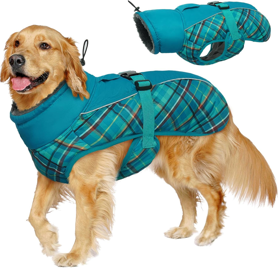 IECOii Hundemantel Winter,Warme Fleece Rollkragen Hundejacke,Wasserdicht Winterjacken Wintermäntel f