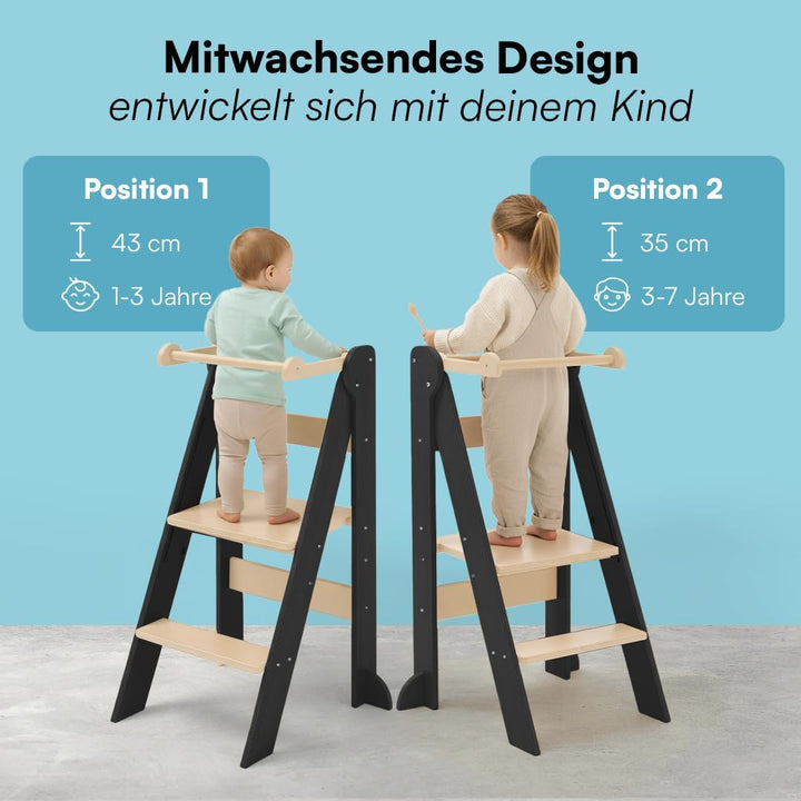 Bellabino Tay Lernturm ab 1 Jahr – Learning Tower 2-Fach höhenverstellbar & klappbar – Lernstuhl in