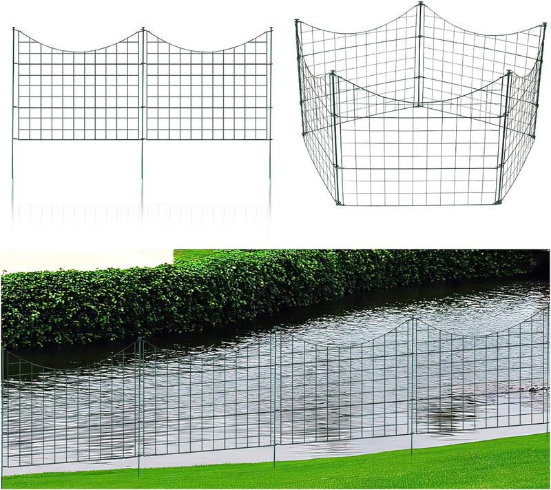 Randaco Teichzaun Gartenzaun 5tlg Set, Gartenzäune Dekorative mit 11 Zaunelemente-5 Zaunelemente und