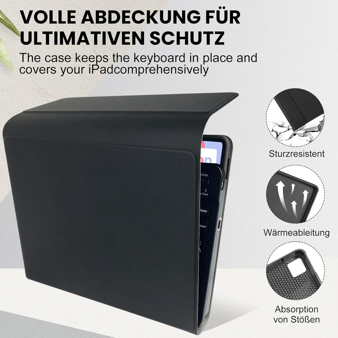 Hülle mit Tastatur für Samsung Galaxy Tab S6 Lite 2024,Schutzhülle mit Kabellos Abnehmbarer Tastatur