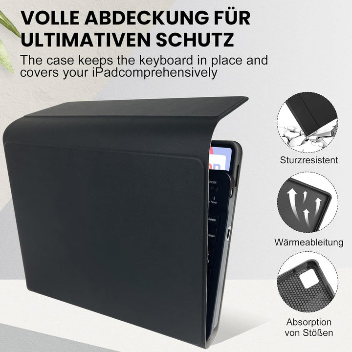 Hülle mit Tastatur für Samsung Galaxy Tab S6 Lite 2024,Schutzhülle mit Kabellos Abnehmbarer Tastatur