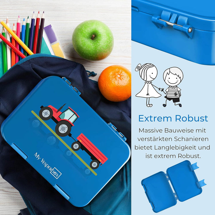 My Vesperbox – Len - Bento Box Kinder - Lunchbox mit 4+2 Fächern - extrem robust – Brotdose – Brotbo