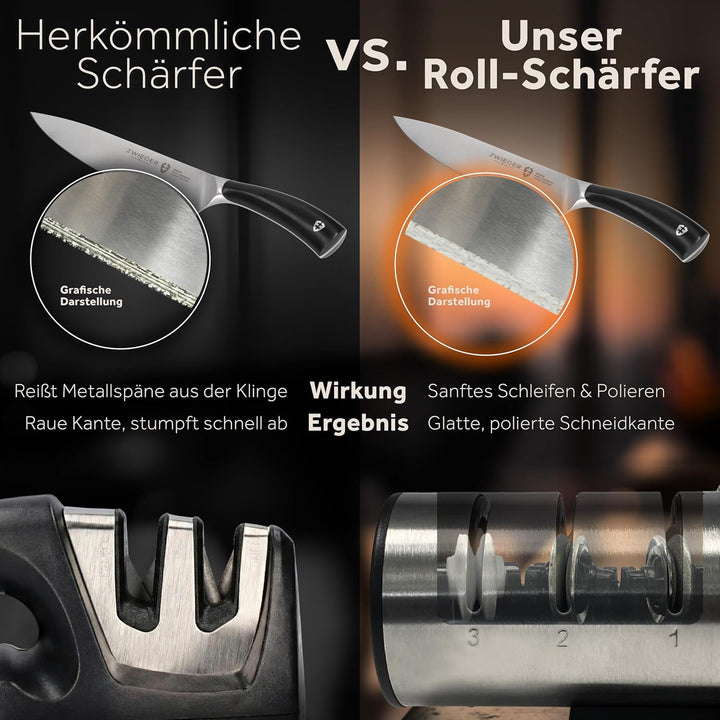 ZWIEGER Diamant Messerschärfer Profi mit Rollschleifer-Technologie – Messerschleifer mit 3 Stufen: 2
