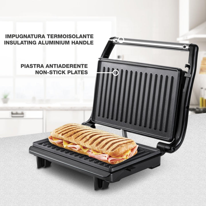 BEPER P101TOS003 Kompakter Elektrogrill, Antihaft-Platte, Toaster, Sandwiches, Fleisch, Gemüse – Sel