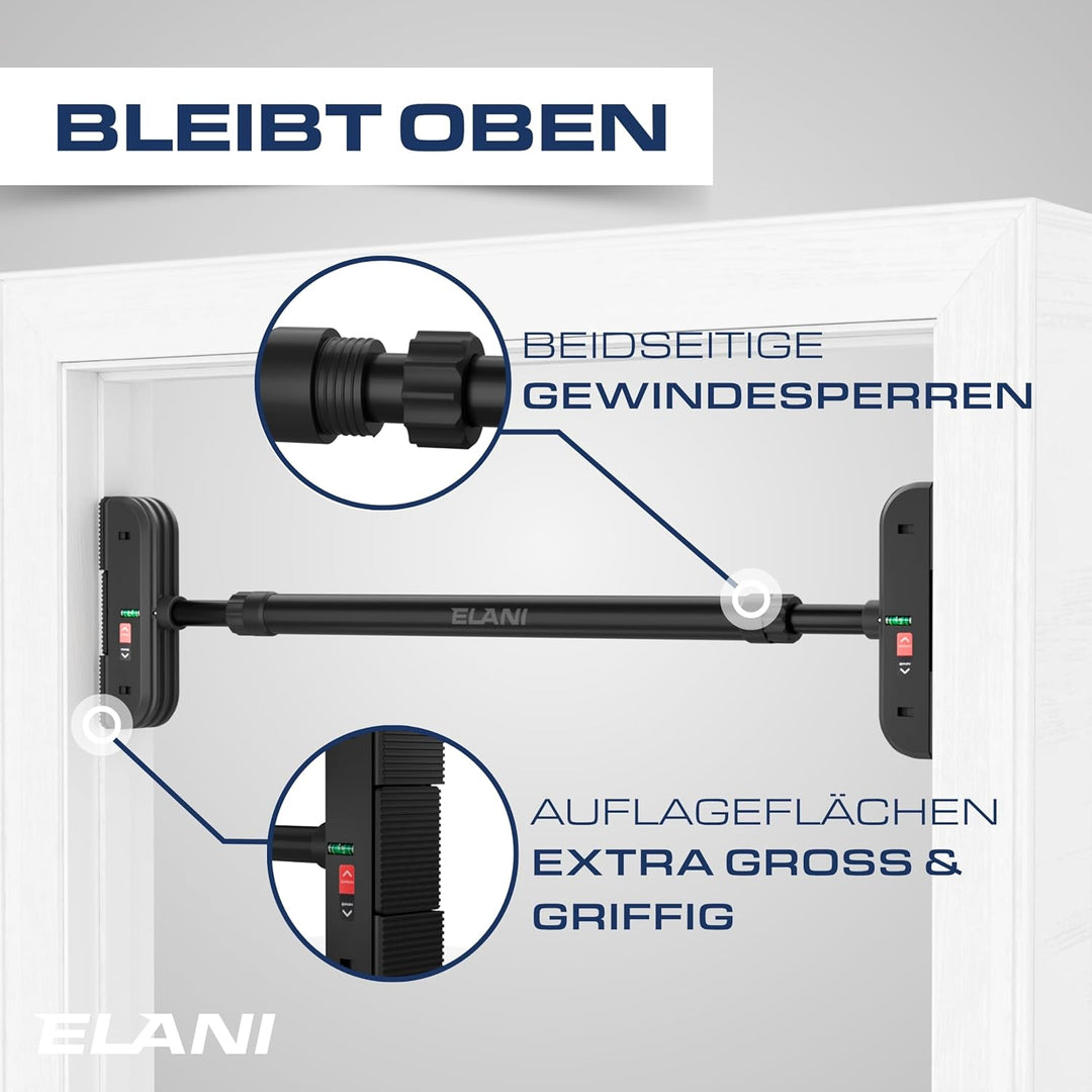 ELANI – Klimaneutrale Klimmzugstange für Türrahmen ohne Bohren mit innovativer Gewindesperre für sic