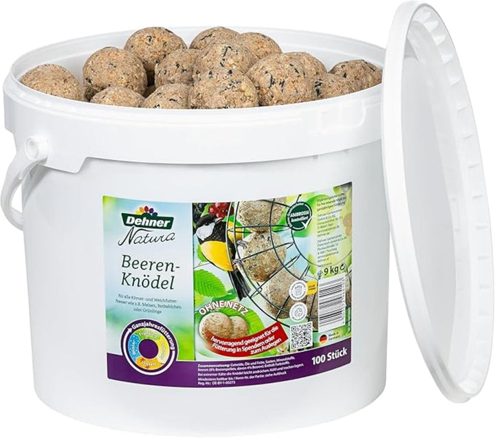 Dehner Natura Premium Meisenknödel ohne Netz, Beerenknödel, ganzjähriges Wildvogelfutter proteinreic
